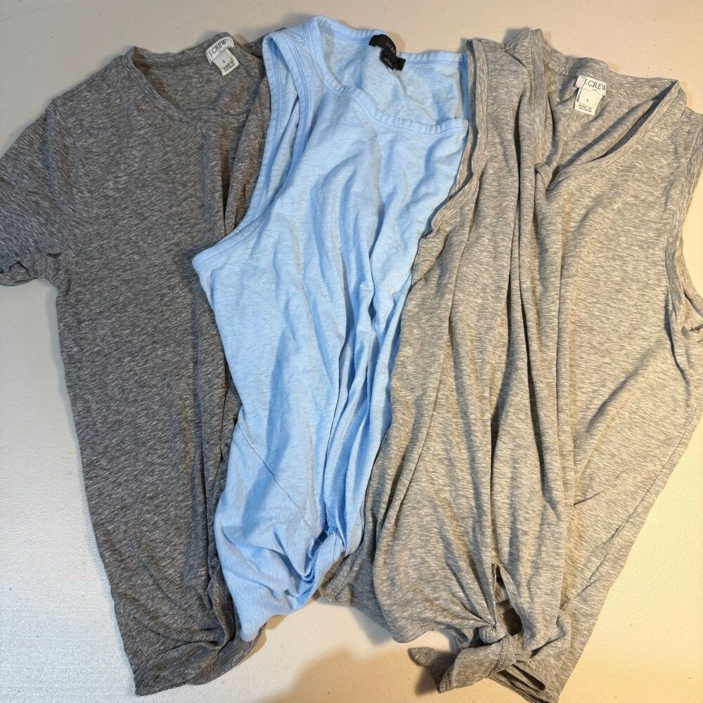 J. Crew heathered Gray and Blue T-Shirts and Tank Top Bundle, Sz S